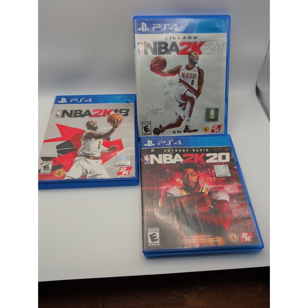 Lot Of 3 PS4 NBA With Playbook Anthony Davis, Lillard, Kyrie Erving